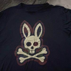 Navy blue Small physco bunny shirt.